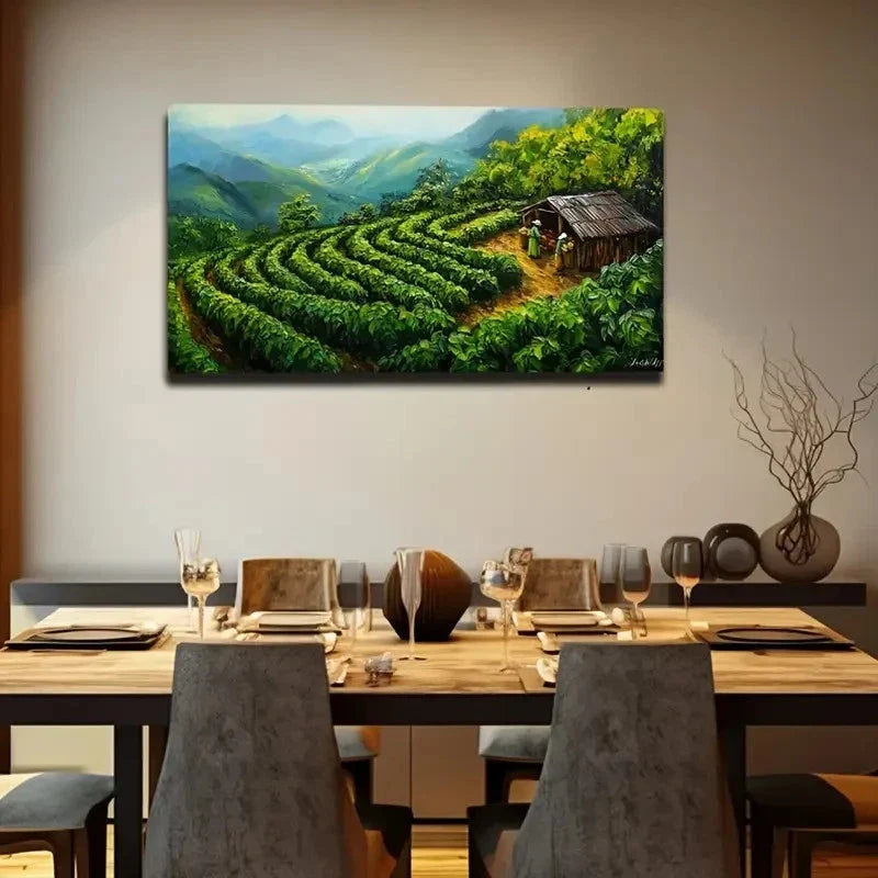 Rustic Tea Garden House Décor Wall Art Canvas Office Home Room Framed 120x60cm