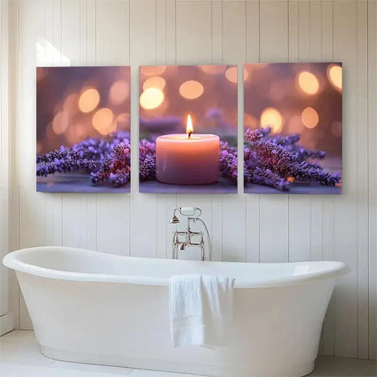 3pcs Soft Purple Hues Cozy Atmosphere Perfect Wall Art Set Canvas Framed 40x60cm - High Quality Print 100% Australian Made Wall Canvas Ready to Hang