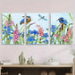 3pcs Kingfisher and Wildflower Nature Inspired Metal Print Ready to Hang Art