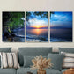 3pcs Sunset Beach Scene with Palm Tree Ocean Wall Art Set Canvas Framed 40x60cm - High Quality Print 100% Australian Made Wall Canvas Ready to Hang