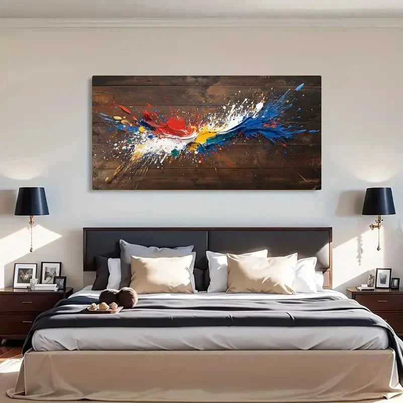 Multicolor Splatter Explosion Wall Art Canvas Office Home Room Framed 120x60cm