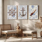 3pcs Ocean Theme Steering Wheel Telescope Ship Metal Print Ready to Hang Art