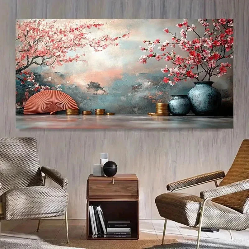 Ceramic Ornaments Blossoms Wall Art Canvas Office Home Room Framed 120x60cm