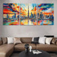 3pcs Vibrant Cityscape Colorful Skyline Perfect Wall Art Set Canvas Framed 40x60cm - High Quality Print 100% Australian Made Wall Canvas Ready to Hang