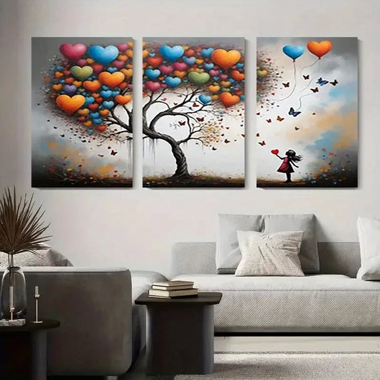 3pcs Vibrant Butterfly Whimsical Girl Metal Print Ready to Hang Art