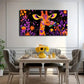 Vibrant Yellow Purple Giraffe Wall Art Canvas Office Home Room Framed 120x60cm