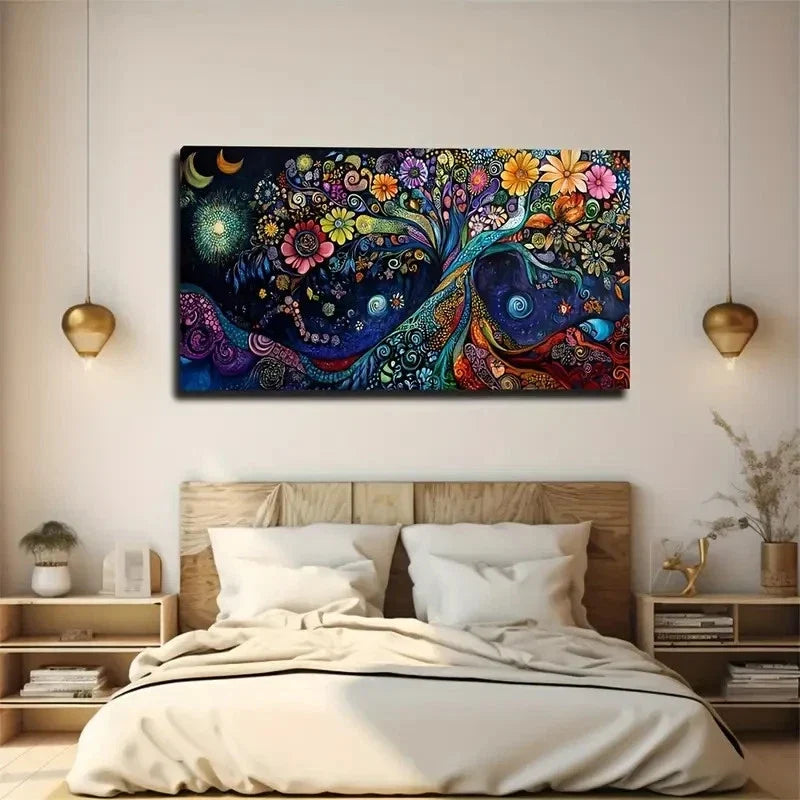 Swirling Nebula Pattern Nature Wall Art Canvas Office Home Room Framed 80x45cm