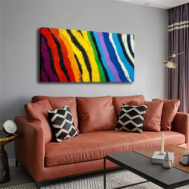 Multicolor Brushstrokes Décor Wall Art Canvas Office Home Room Framed 80x45cm