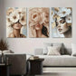 3pcs Modern Abstract Floral Portraits Metal Print Ready to Hang Art