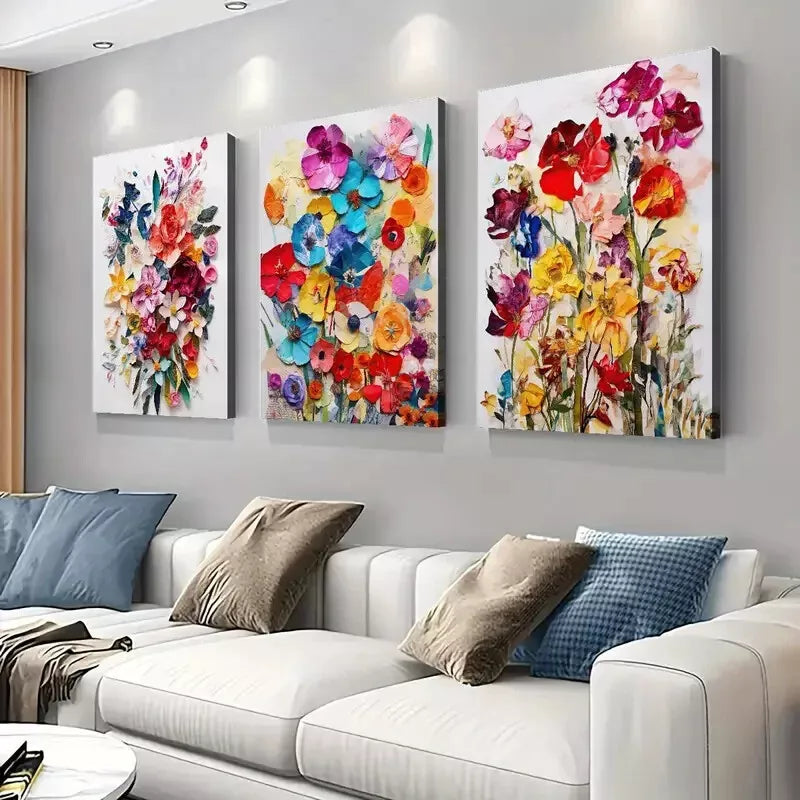 3pcs Watercolor Floral Canvas Framed 40x60cm - High Quality Print 100% Australian Made Wall Canvas Ready to Hang