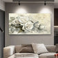 Watercolor White Rose Floral Wall Art Canvas Office Home Room Framed 120x60cm