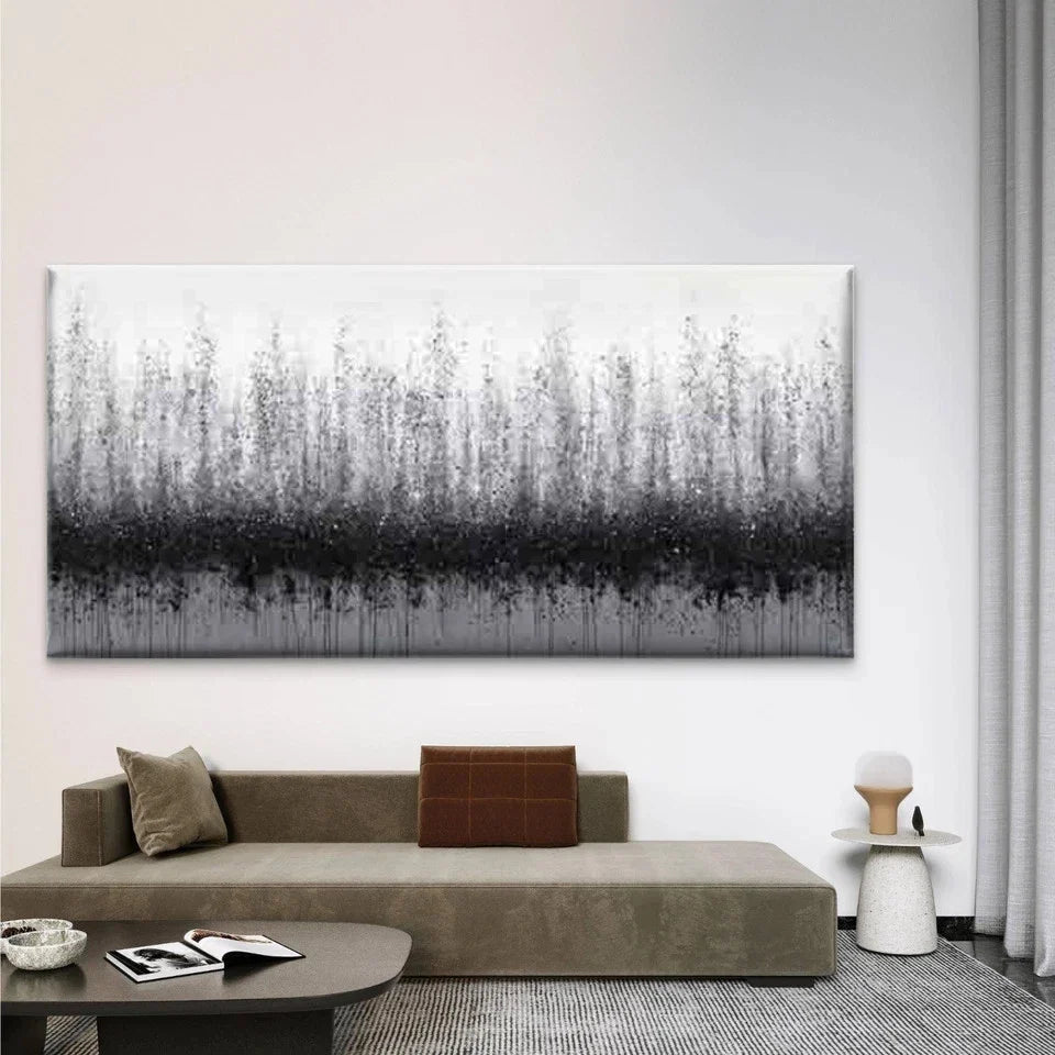 Black and White Drip Wall Art Canvas Office Home Room Framed 120x60cm