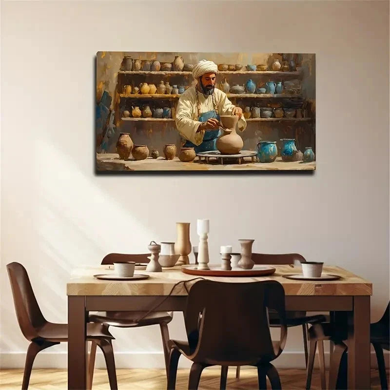 Serene Potter Workshop Scene Wall Art Canvas Office Home Room Framed 120x60cm