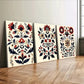 3pcs Red Flowers Nordic Style Scandian Folk Art Wall Art Set Canvas Framed 40x60cm - High Quality Print 100% Australian Made Wall Canvas Ready to Hang