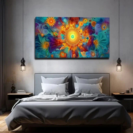 Vibrant Sunflower Design Décor Wall Art Canvas Office Home Room Framed 120x60cm