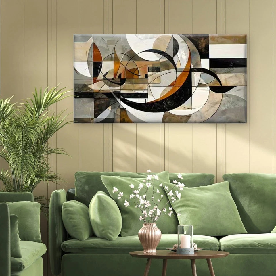 Geometric Symphony Wall Art Canvas Office Home Room Framed 80x45cm