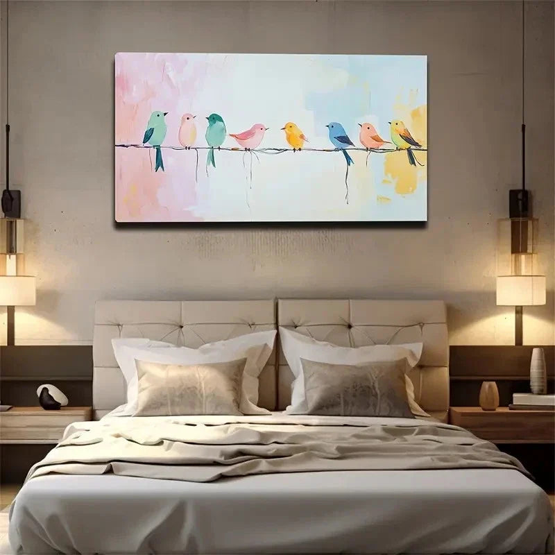 Cute Little Bird Suitable Wall Art Canvas Office Home Room Framed 120x60cm