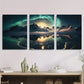 3pcs Northern Lights Mountain Landscape Metal Print Ready to Hang Art