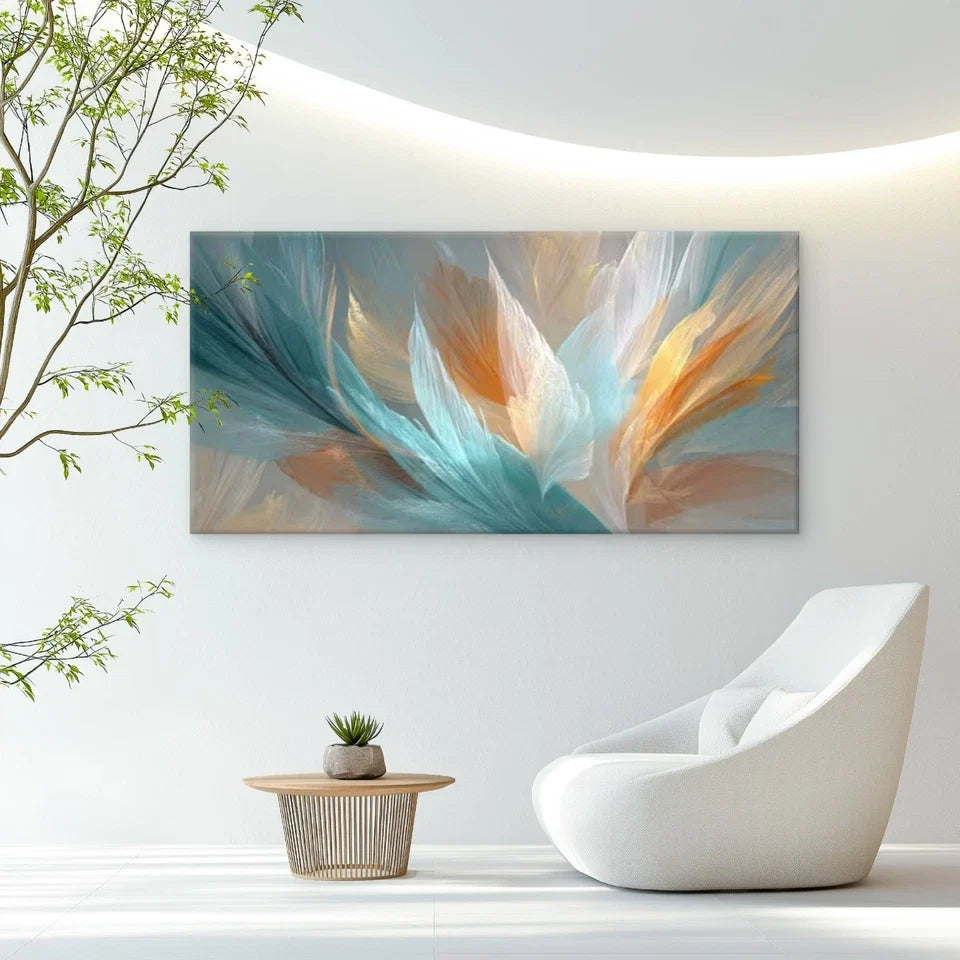Blue Golden White Green Wall Art Canvas Office Home Room Framed 120x60cm
