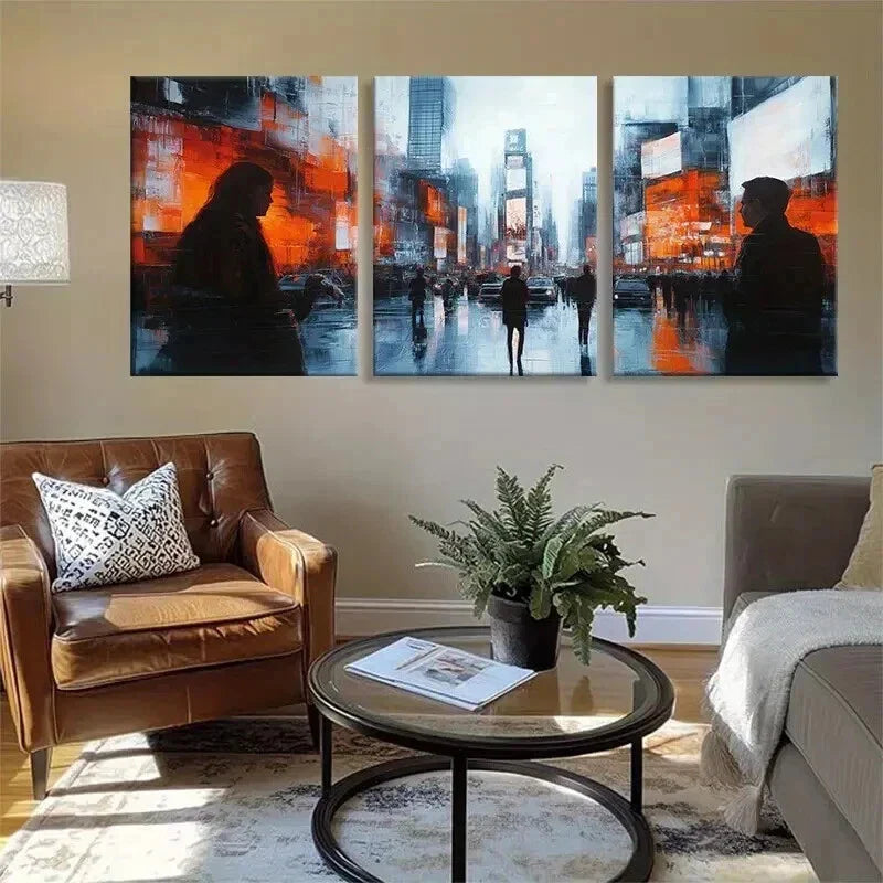 3pcs Vibrant Abstract Urban Street Scene Perfect Wall Art Set Canvas Framed 40x60cm - High Quality Print 100% Australian Made Wall Canvas Ready to Hang