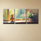 3pcs Mysterious Window Vase Metal Print Ready to Hang Art