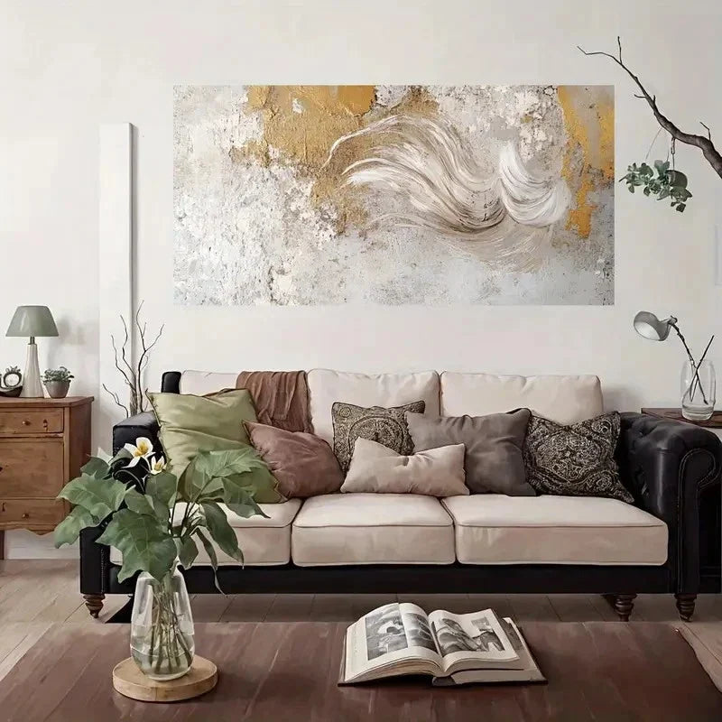 Abstract Wave Texture Wall Art Canvas Office Home Room Framed 80x45cm