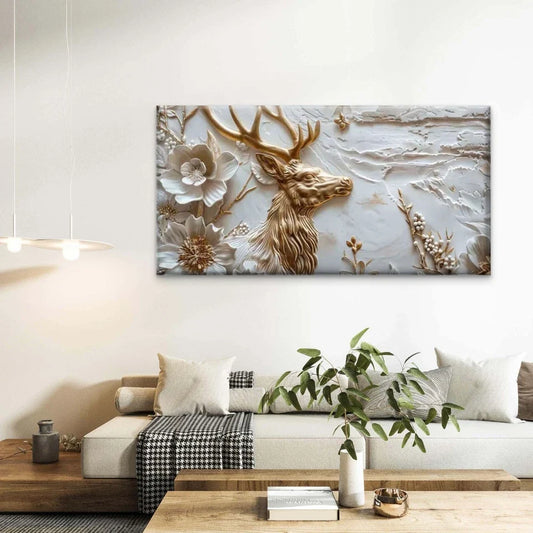 Nature’s Gilded Grace Wall Art Canvas Office Home Room Framed 80x45cm