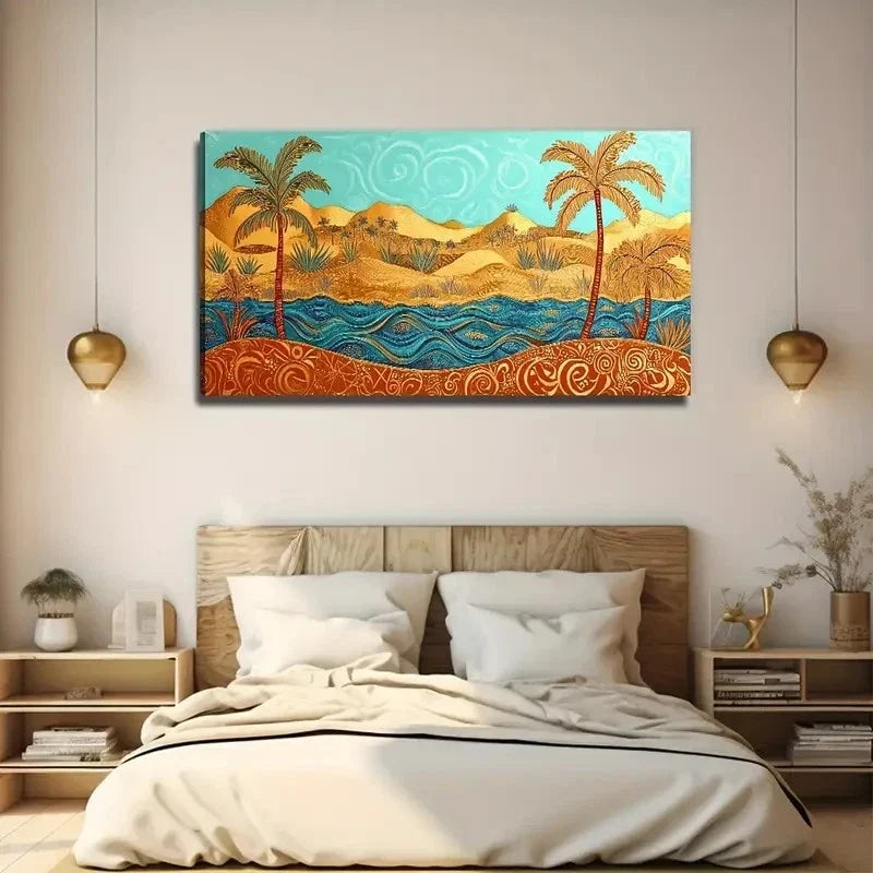 Desert River Suitable Space Wall Art Canvas Office Home Room Framed 80x45cm