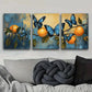 3pcs Beautiful Blue Butterflies & Orange Perfect Wall Art Set Canvas Framed 40x60cm - High Quality Print 100% Australian Made Wall Canvas Ready to Hang