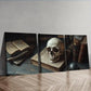 3pcs Skeletons and Books Dark Colorful Perfect Wall Art Set Canvas Framed 40x60cm - High Quality Print 100% Australian Made Wall Canvas Ready to Hang