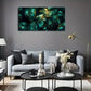 Vibrant Green Leaves & Golden Wall Art Canvas Office Home Room Framed 120x60cm