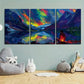 3pcs Abstract Mountain Lake Sunset Vibrant Metal Print Ready to Hang Art