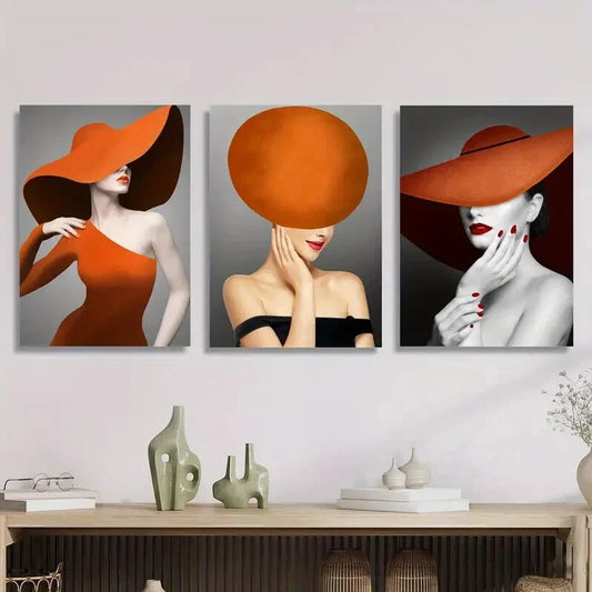 3pcs fashionable female hanging painting Metal Print Ready to Hang Art