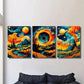 3pcs Vibrant Mountain Lake Sunset Landscape Wall Art Set Canvas Framed 40x60cm - High Quality Print 100% Australian Made Wall Canvas Ready to Hang