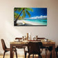 Vibrant Blue Ocean & Palm Wall Art canvas office home room framed 120x60cm