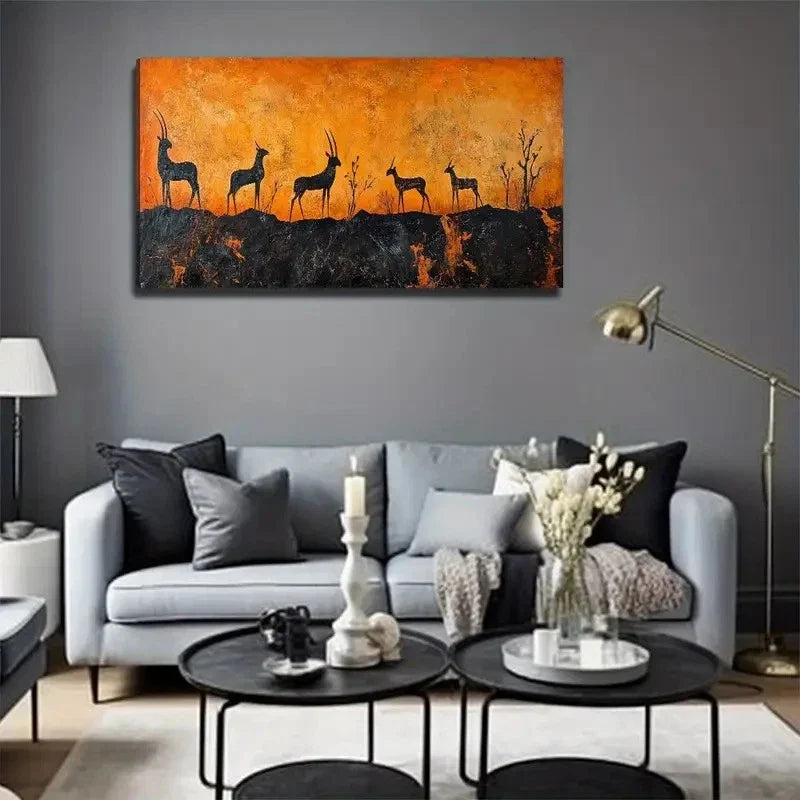 Deer Mural Suitable Interior Wall Art Canvas Office Home Room Framed 120x60cm