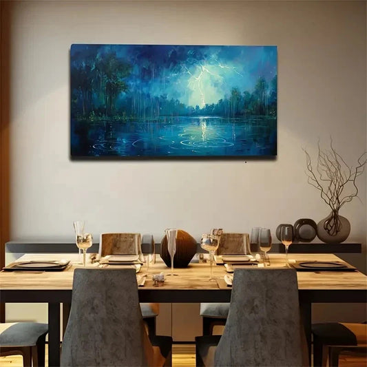 Night Quiet Lake Water Wall Art Canvas Office Home Room Framed 120x60cm