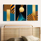 3pcs Geometric Orange & Golden Abstract Designs Wall Art Set Canvas Framed 40x60cm - High Quality Print 100% Australian Made Wall Canvas Ready to Hang