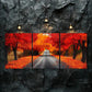 3pcs Vibrant Autumn Forest Road Nature Perfect Wall Art Set Canvas Framed 40x60cm - High Quality Print 100% Australian Made Wall Canvas Ready to Hang
