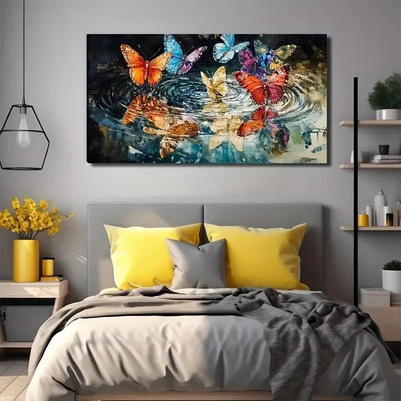 Modern Minimalist Butterfly Wall Art Canvas Office Home Room Framed 80x45cm