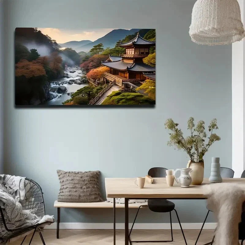 Creative Oriental Architecture Wall Art Canvas Office Home Room Framed 120x60cm