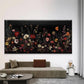 Modern Wildflowers on Black Wall Art Canvas Office Home Room Framed 120x60cm