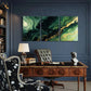 3pcs Abstract Green Golden Swirls Art Metal Print Ready to Hang Art