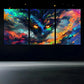 3pcs Colourful Abstract Demon Face Metal Print Ready to Hang Art