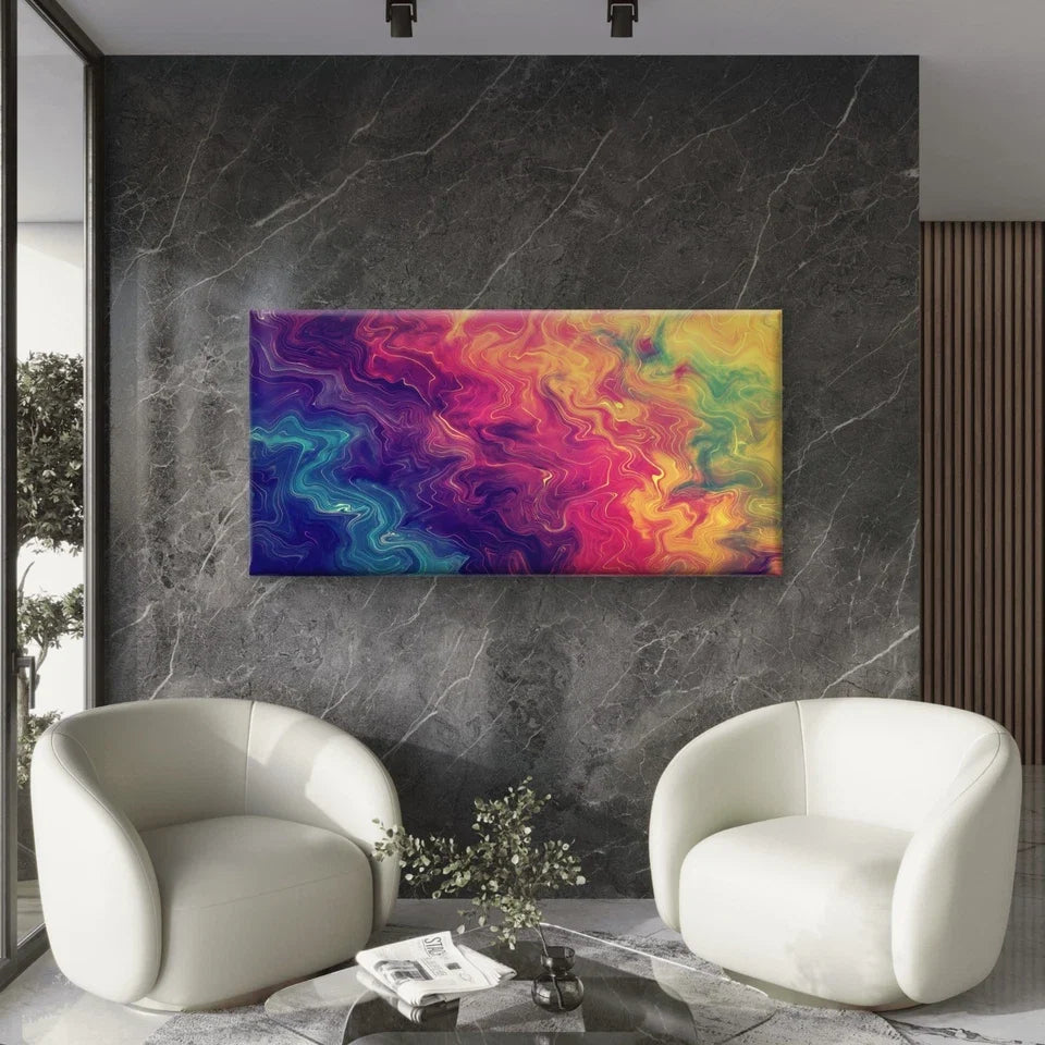 Line Art With Colorful Patterns Wall Art Canvas Office Home Room Framed 80x45cm