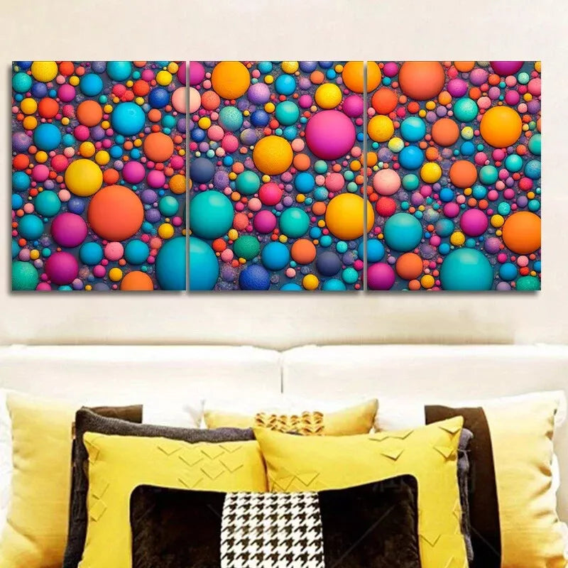 3pcs Colorful Bubbles Abstract Wall Art Set Canvas Framed 40x60cm - High Quality Print 100% Australian Made Wall Canvas Ready to Hang