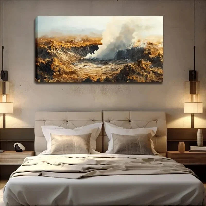 Smoke Rising From Above Wall Art Canvas Office Home Room Framed 120x60cm