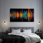 Abstract City Skyline Neon Wall Art Canvas Office Home Room Framed 80x45cm