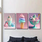 3pcs Vibrant Colorful Ice Cream Dessert Wall Art Set Canvas Framed 40x60cm - High Quality Print 100% Australian Made Wall Canvas Ready to Hang