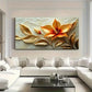 Vibrant Orange Flowers & Golden Wall Art Canvas Office Home Room Framed 80x45cm